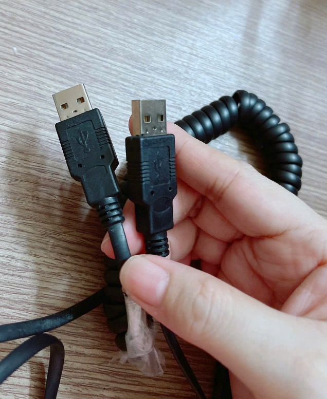 Cáp 2 đầu usb đực có lò xo kéo dài 2m